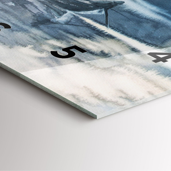 Skleněné hodiny čtvercové Zimní jezero Loď