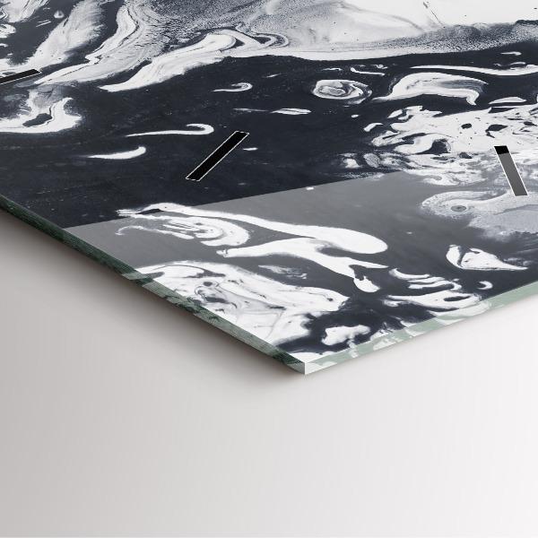 Skleněné hodiny čtvercové Abstraktní inkoustový mramor