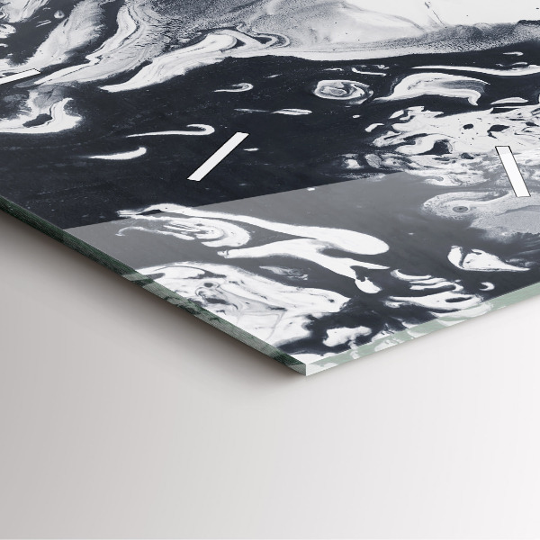 Skleněné hodiny čtvercové Abstraktní inkoustový mramor