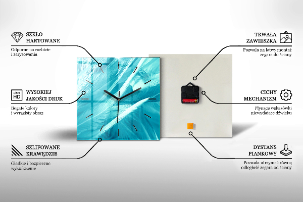 Skleněné hodiny čtvercové Žena v černé a bílé