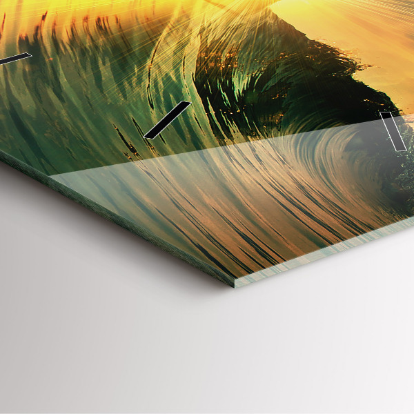 Skleněné hodiny čtvercové Vlnová perspektiva Západ slunce