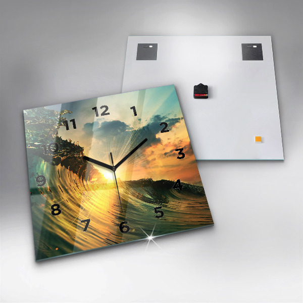Skleněné hodiny čtvercové Vlnová perspektiva Západ slunce