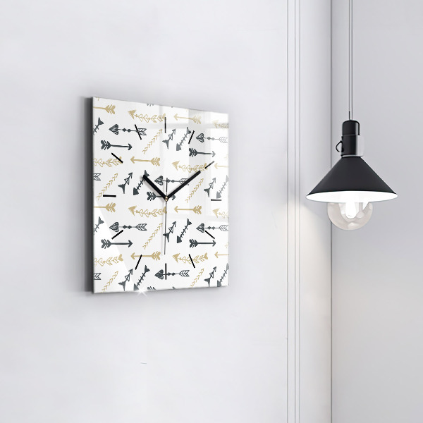 Skleněné hodiny čtvercové Geometrický hipsterský vzor
