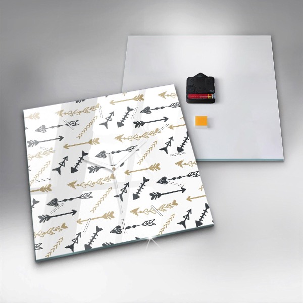 Skleněné hodiny čtvercové Geometrický hipsterský vzor