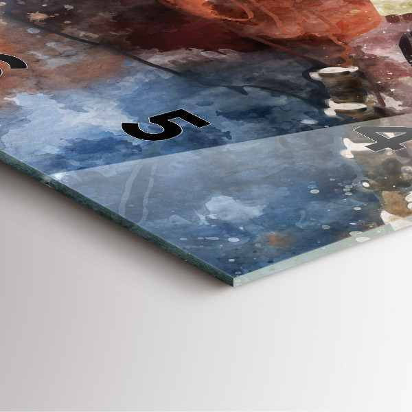 Skleněné hodiny čtvercové Vizualizace kytary