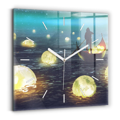 Skleněné hodiny čtvercové Abstrakce