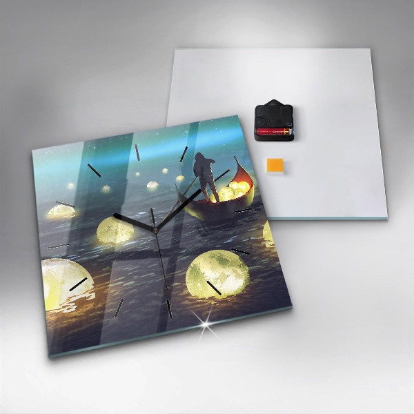 Skleněné hodiny čtvercové Abstrakce