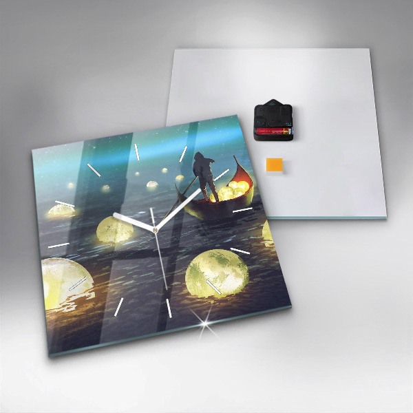 Skleněné hodiny čtvercové Abstrakce