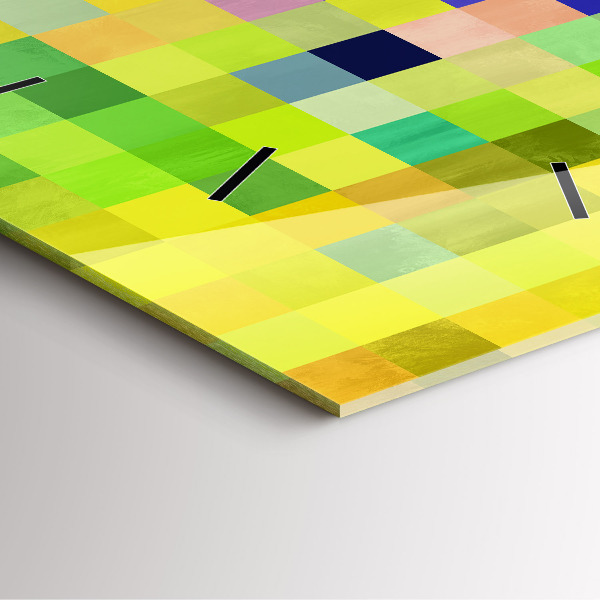 Skleněné hodiny čtvercové Kompozice čtverců