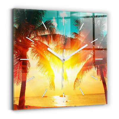 Skleněné hodiny čtvercové Dovolená Odpočinek Léto