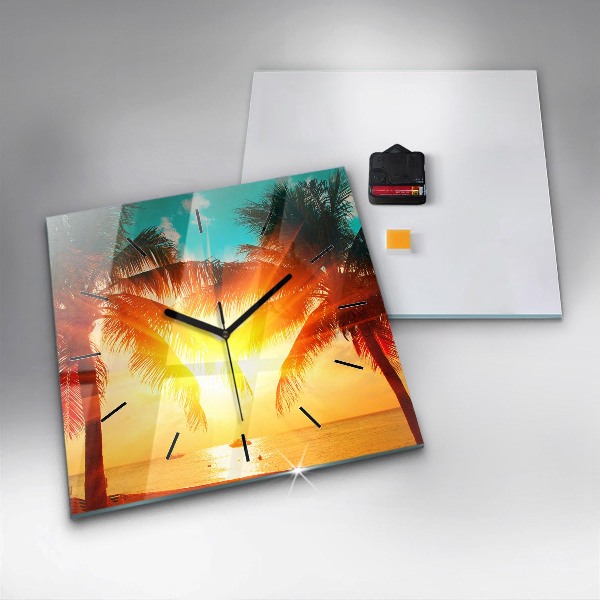 Skleněné hodiny čtvercové Dovolená Odpočinek Léto