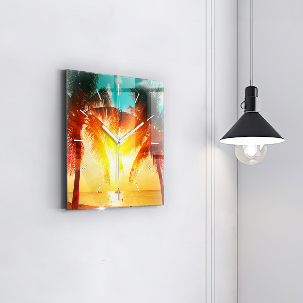 Skleněné hodiny čtvercové Dovolená Odpočinek Léto