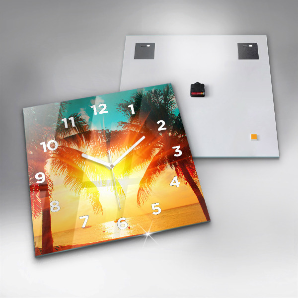 Skleněné hodiny čtvercové Dovolená Odpočinek Léto