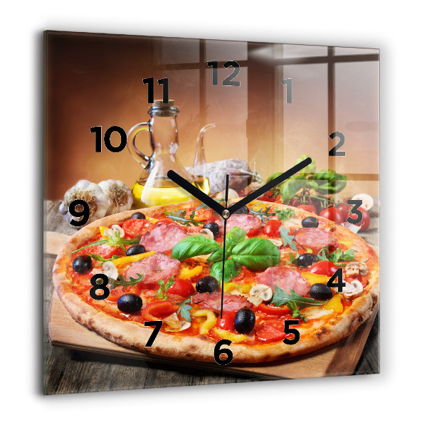 Skleněné hodiny čtvercové Kulinářské srdce Itálie