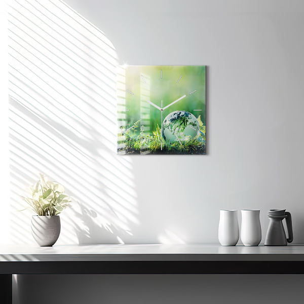 Skleněné hodiny čtvercové Zeměkoule