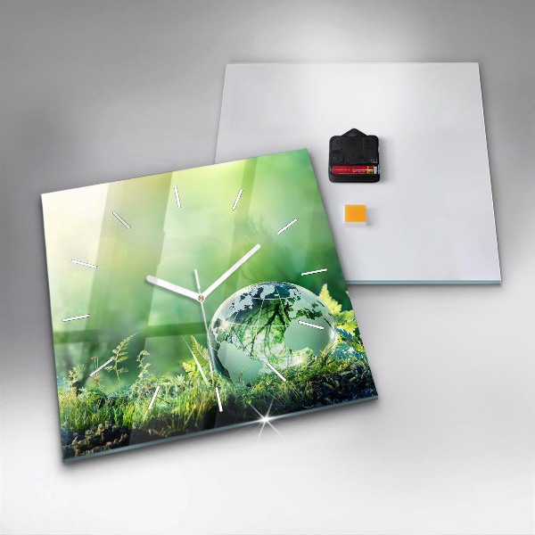 Skleněné hodiny čtvercové Zeměkoule