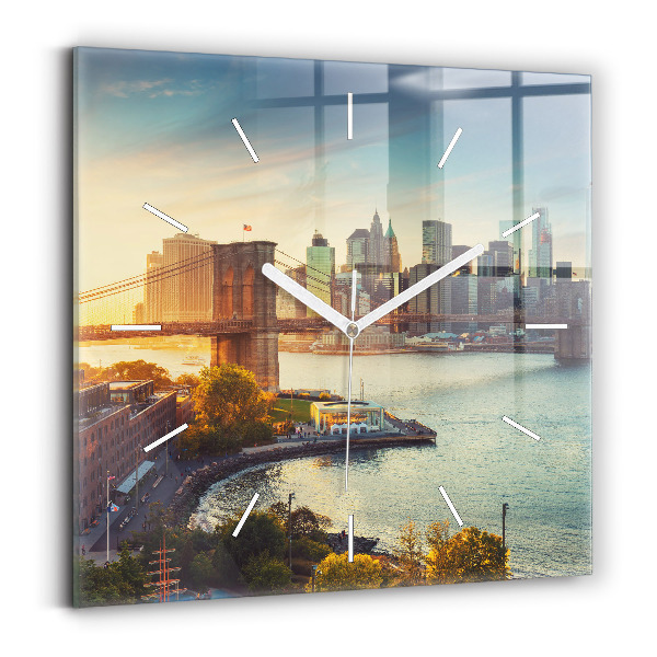 Skleněné hodiny čtvercové New York Manhattan