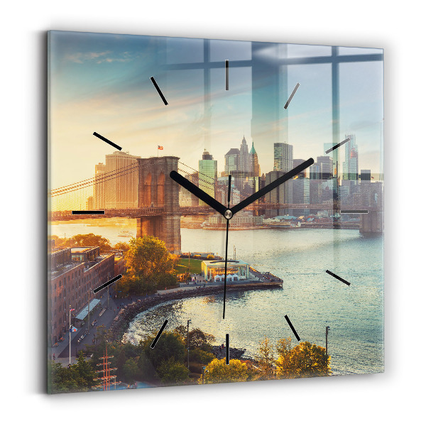 Skleněné hodiny čtvercové New York Manhattan