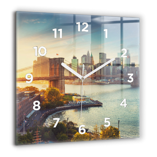 Skleněné hodiny čtvercové New York Manhattan