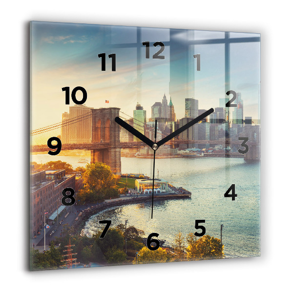 Skleněné hodiny čtvercové New York Manhattan