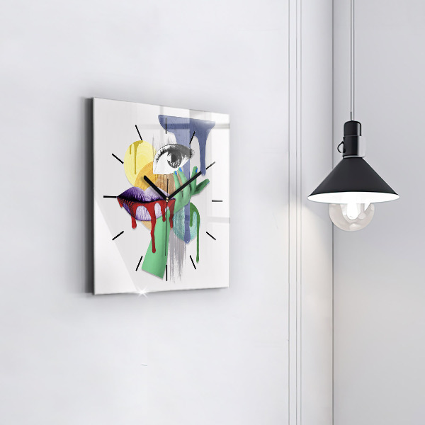 Skleněné hodiny čtvercové Surrealistická koláž