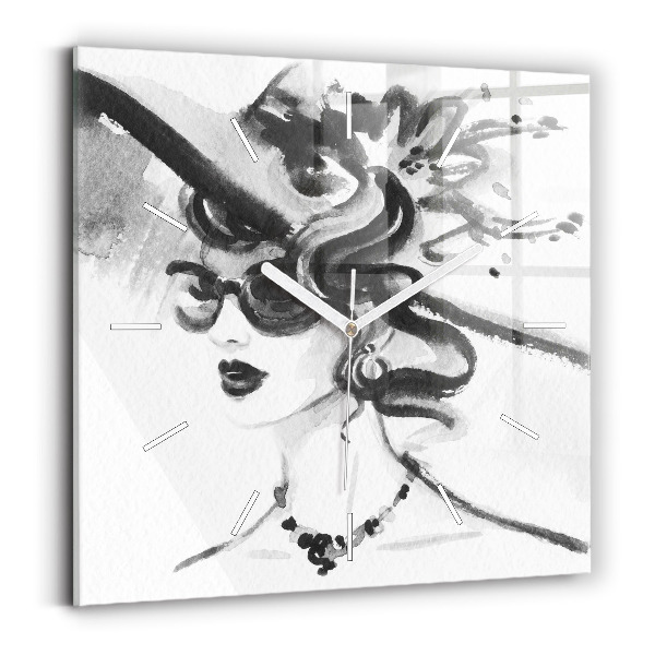 Skleněné hodiny čtvercové Módní žena