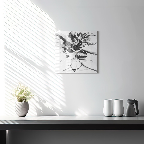 Skleněné hodiny čtvercové Módní žena