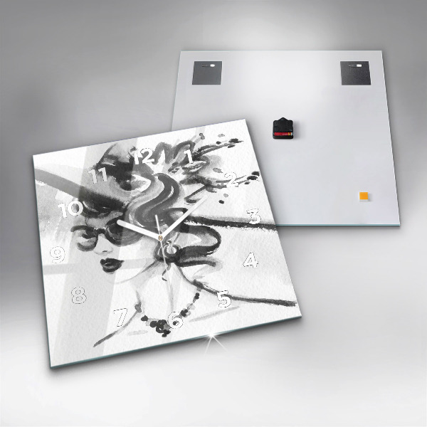 Skleněné hodiny čtvercové Módní žena