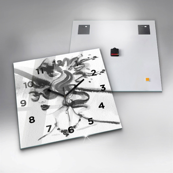 Skleněné hodiny čtvercové Módní žena