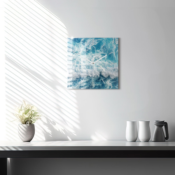 Skleněné hodiny čtvercové Vlny oceánu