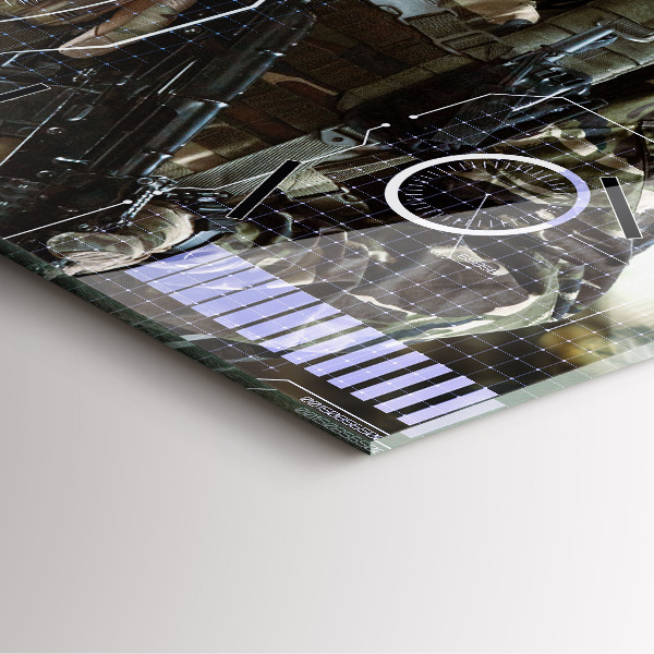 Skleněné hodiny čtvercové Voják se zbraní