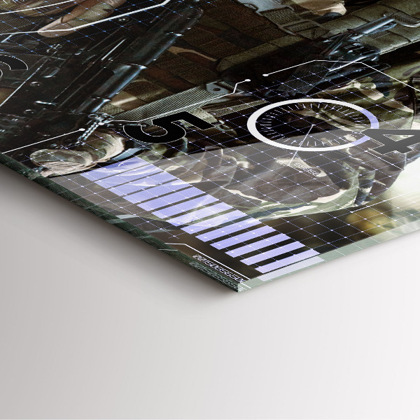 Skleněné hodiny čtvercové Voják se zbraní