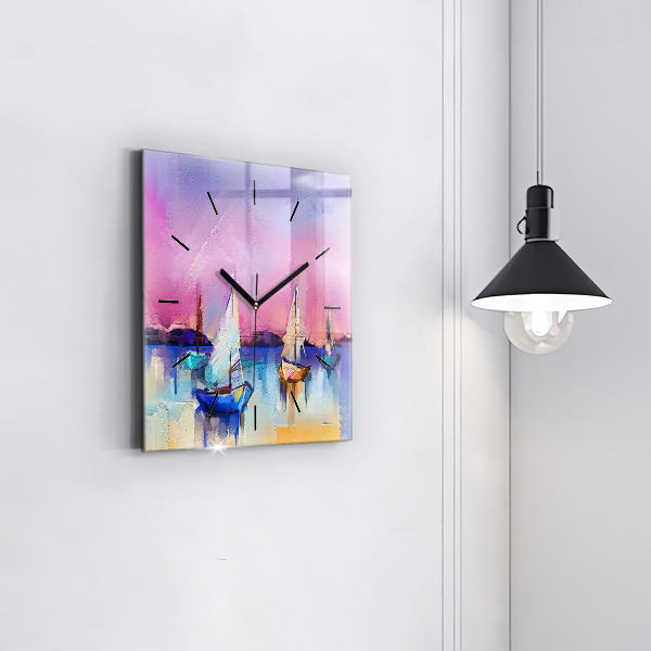 Skleněné hodiny čtvercové Mořská krajina