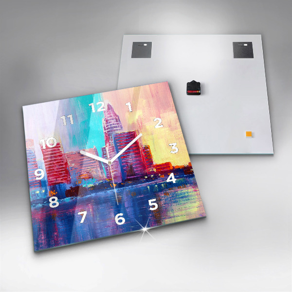Skleněné hodiny čtvercové Abstraktní mrakodrapy