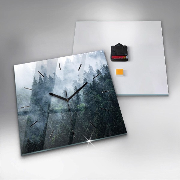 Skleněné hodiny čtvercové Mlhavá horská krajina