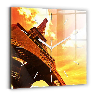 Skleněné hodiny čtvercové Eiffelova věž v Paříži