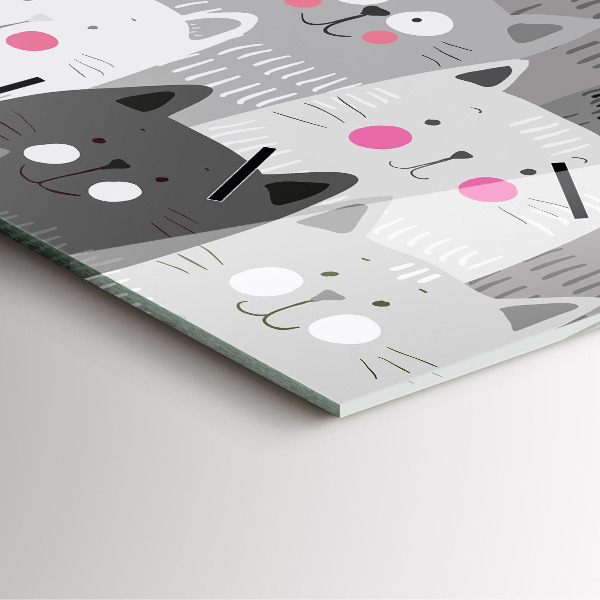 Skleněné hodiny čtvercové Vzor s kočkami