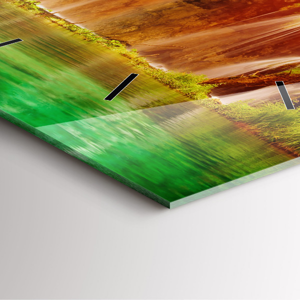 Čtvercové nástěnné hodiny Pohled na vodopád