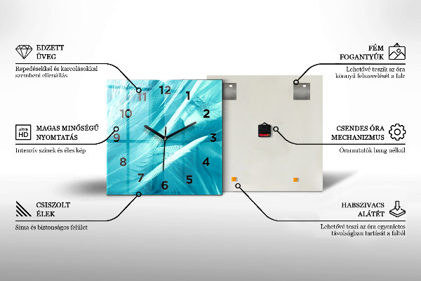 Čtvercové nástěnné hodiny Panorama nad řekou