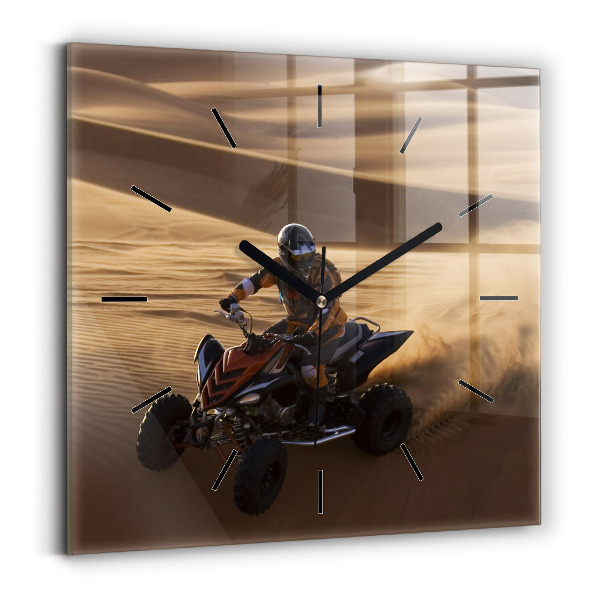 Skleněné hodiny čtvercové Čtyřkolka v poušti