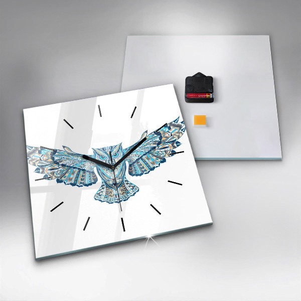 Čtvercové nástěnné hodiny Sova v letu