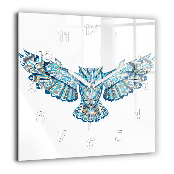 Čtvercové nástěnné hodiny Sova v letu