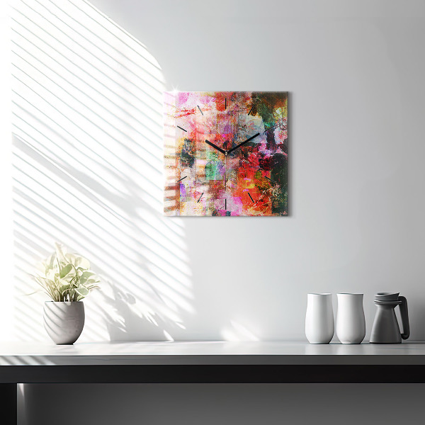 Skleněné hodiny čtvercové Abstraktní kompozice