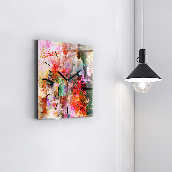 Skleněné hodiny čtvercové Abstraktní kompozice