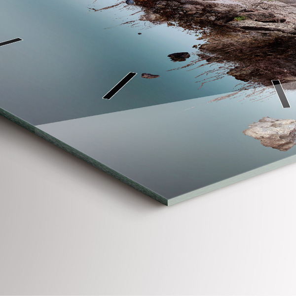 Skleněné hodiny čtvercové Létající ostrov a vodopád