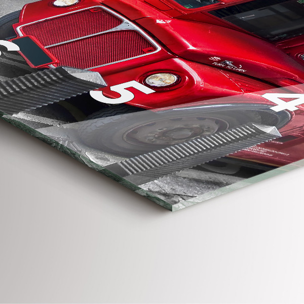 Skleněné hodiny čtvercové Červený dvoupatrový autobus