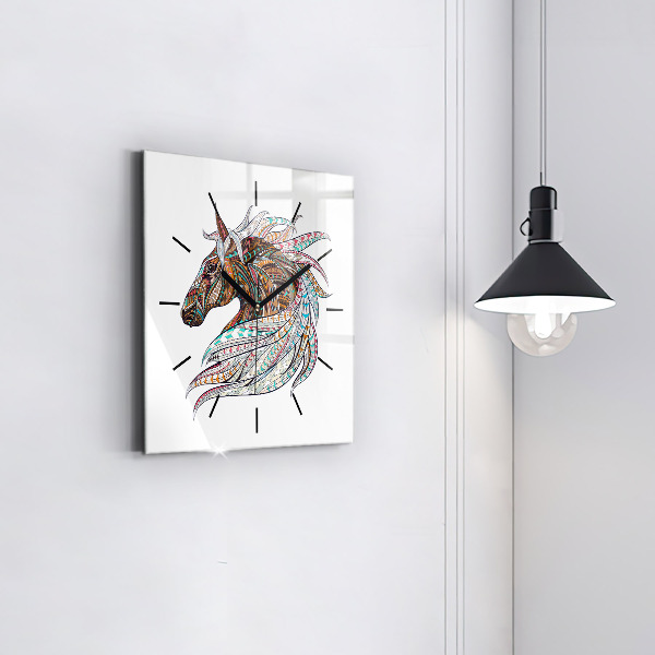 Čtvercové nástěnné hodiny Ilustrace koně