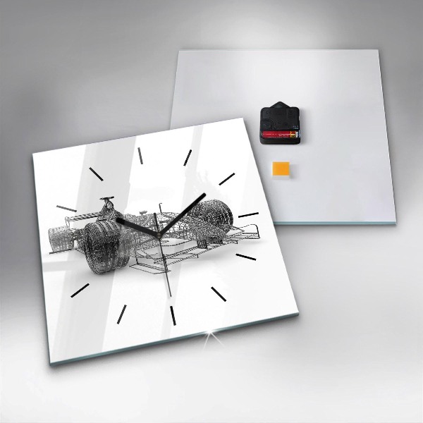 Skleněné hodiny čtvercové Konstrukce vozu F1