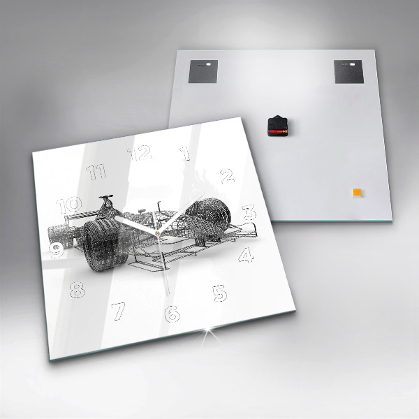 Skleněné hodiny čtvercové Konstrukce vozu F1