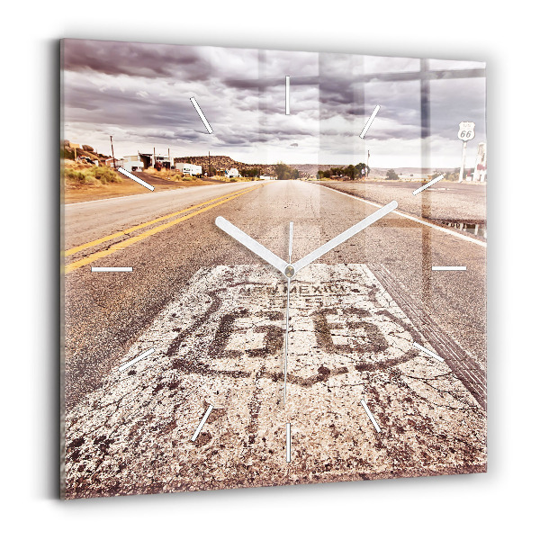 Skleněné hodiny čtvercové Silnice Route 66 USA